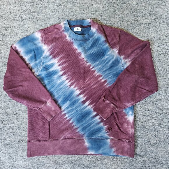 Tory Burch Sport Tie Dye French Terry Logo Crew Sweatshirt Womens Sz M Pink Blue - Picture 1 of 9